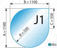 Szyba pod kominek ze szkła hartowanego J1 - 1100x1100 - 1